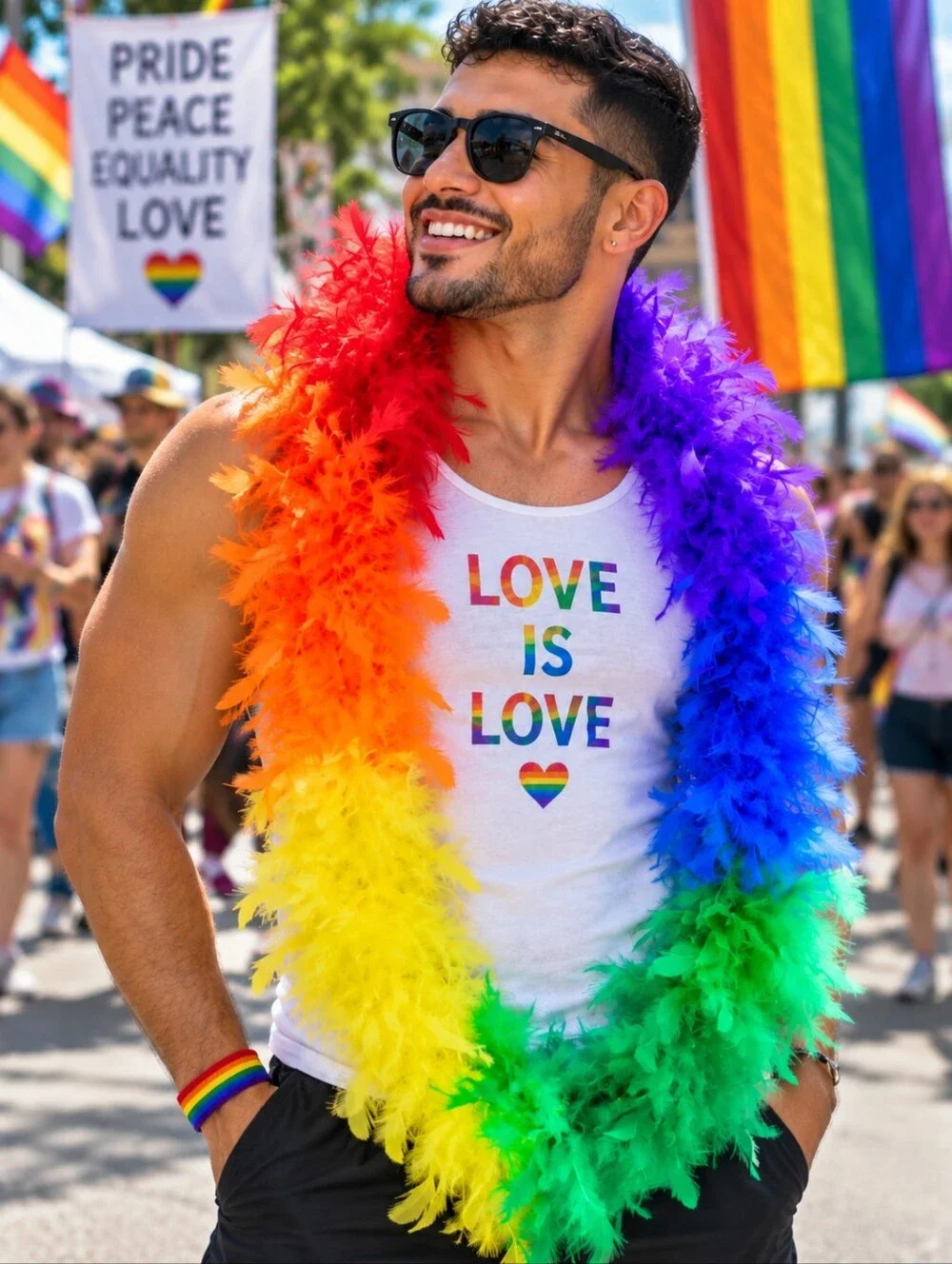 Rainbow Feather Boa Pride LGBTQ Party Costume Festival Accessory -Q